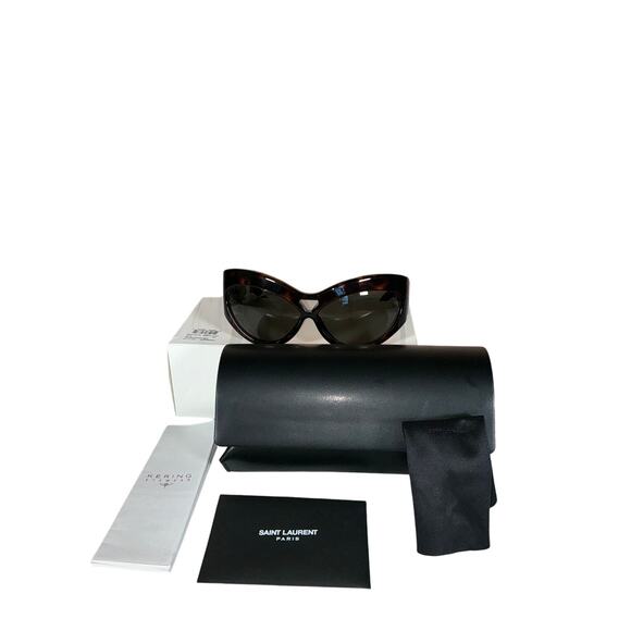 SAINT LAURENT  Cat Eye Injection Havana Grey 67 Mm Women S Sunglasses - Picture 1 of 9